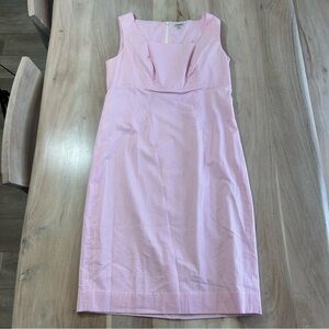 J Peterman Cotton Seersucker Dress Sz 12 Pink White Coastal Cottagecore Preppy